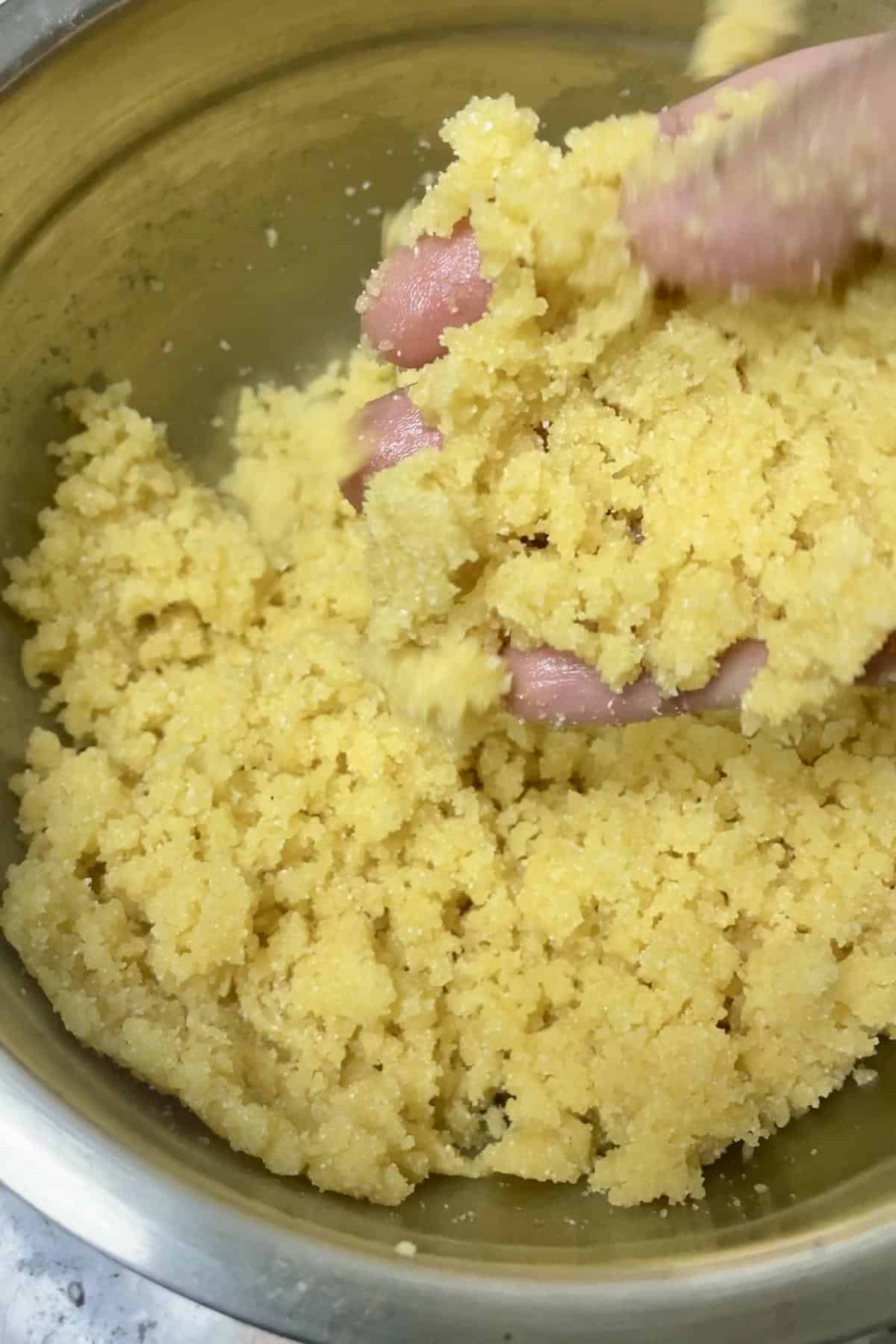 Sandy texture of maamoul dough