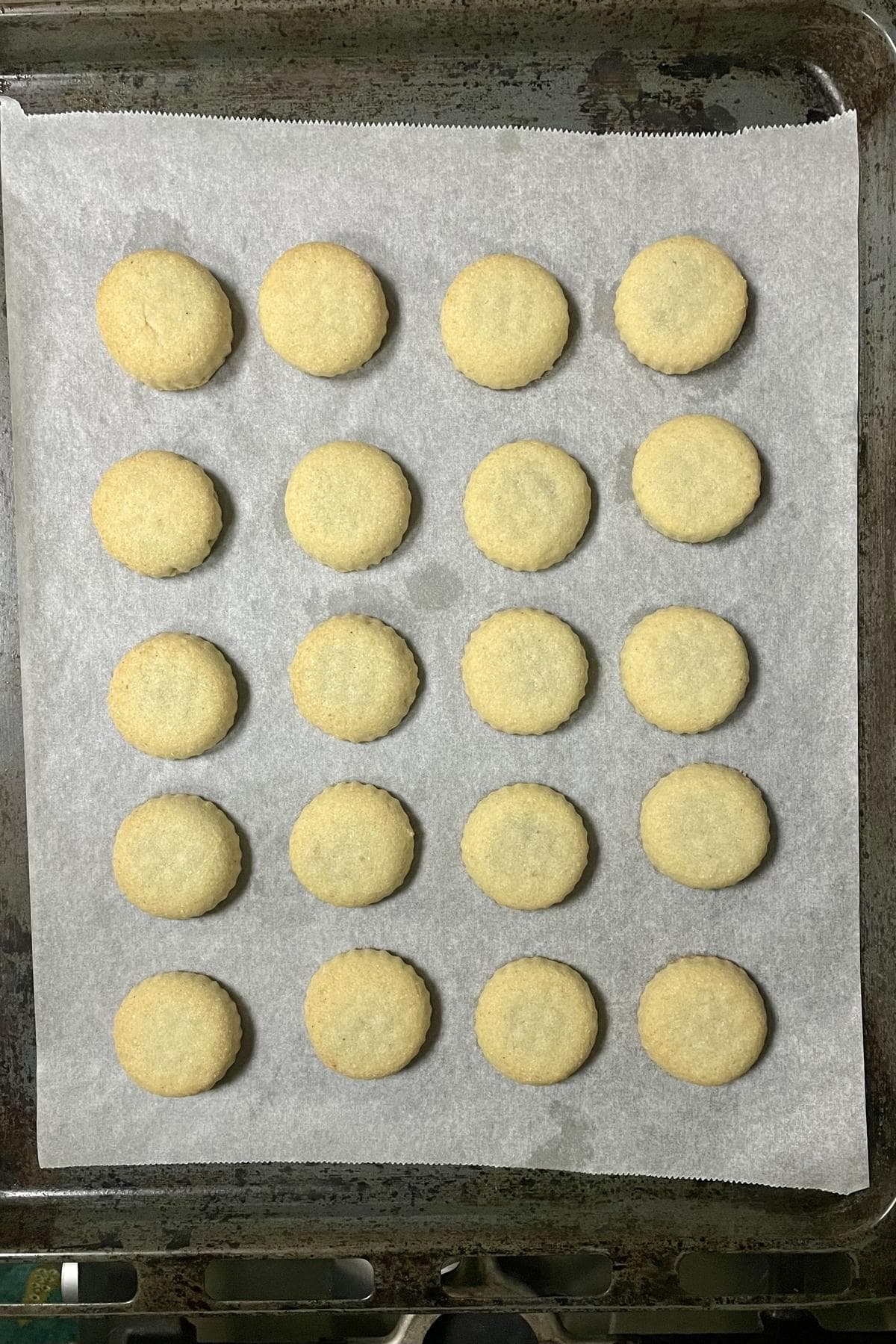 Out of oven baked maamoul date cookies.