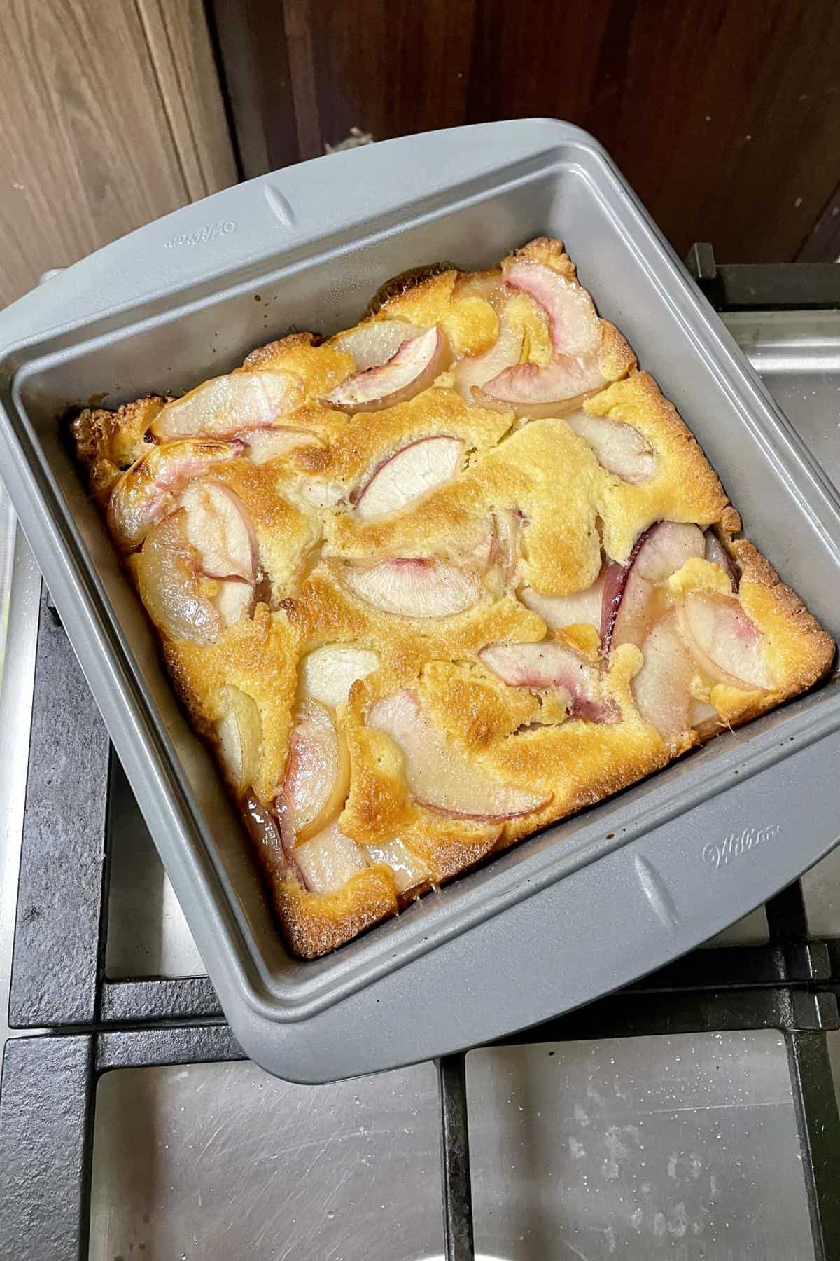 Freshly baked out of oven cobbler.
