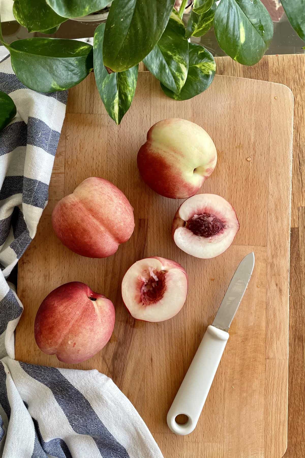 Fresh nectarines halved