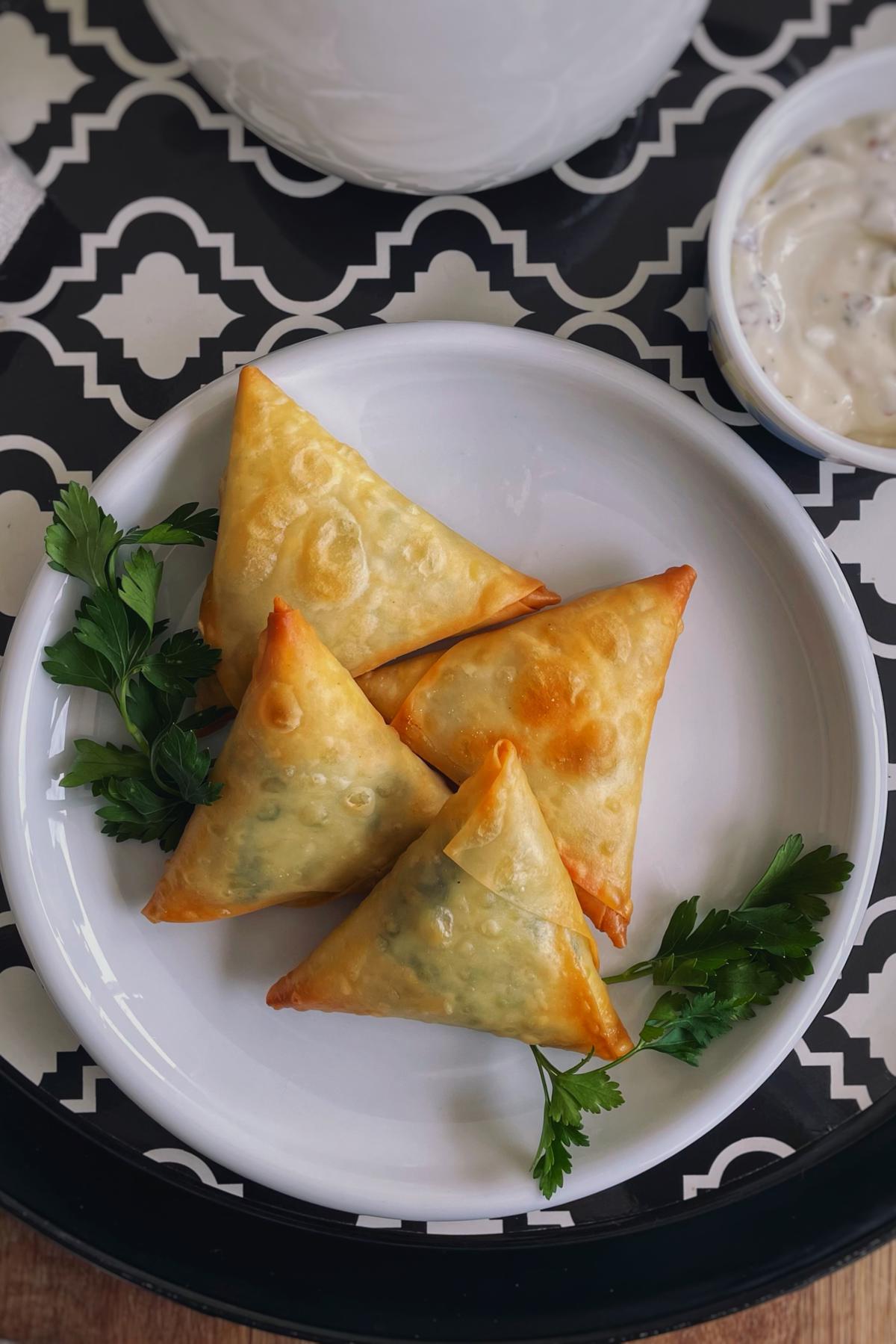 Fried cheese samosas