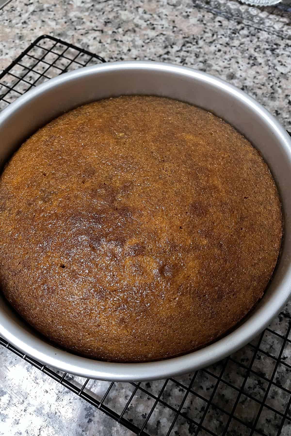 baked burnt sugar syrup cake.